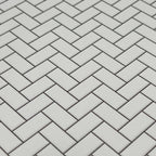 Feuille de mini-carreaux métro blancs en relief à motif chevrons, 15-15/16 x 11-5/8 pouces, fournitures de maison de poupée DIY (joint noir)