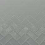Feuille de mini-carreaux métro blancs en relief à motif chevrons, 15-15/16 x 11-5/8 pouces, fournitures de maison de poupée DIY (joint noir)