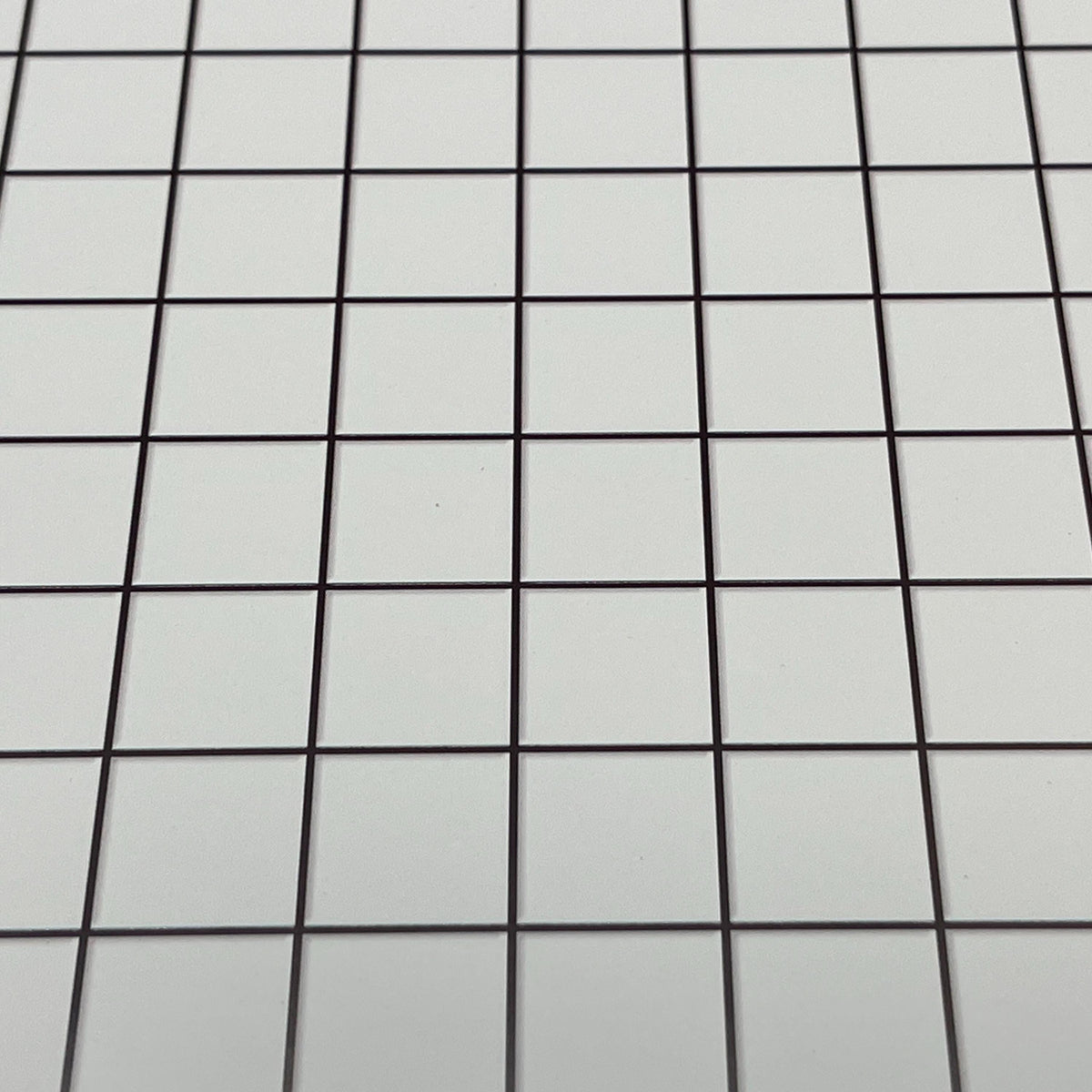 Miniature White Embossed Square Tile Sheet, 15-15/16 x 11-5/8 inch, DIY Dollhouse Supply (black grout)