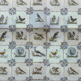 Dollhouse Supplies delft birds tile wallpaper 1:12 scale miniature square wall tile sheet 16-1/8 inch wide (paper) (blue gray)