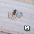 1:12 Scale Miniature Dresser Set, Hand Mirror, Comb and Brush, Set of 3, 1 inch long, DIY Dollhouse Supply (gold) (metal)