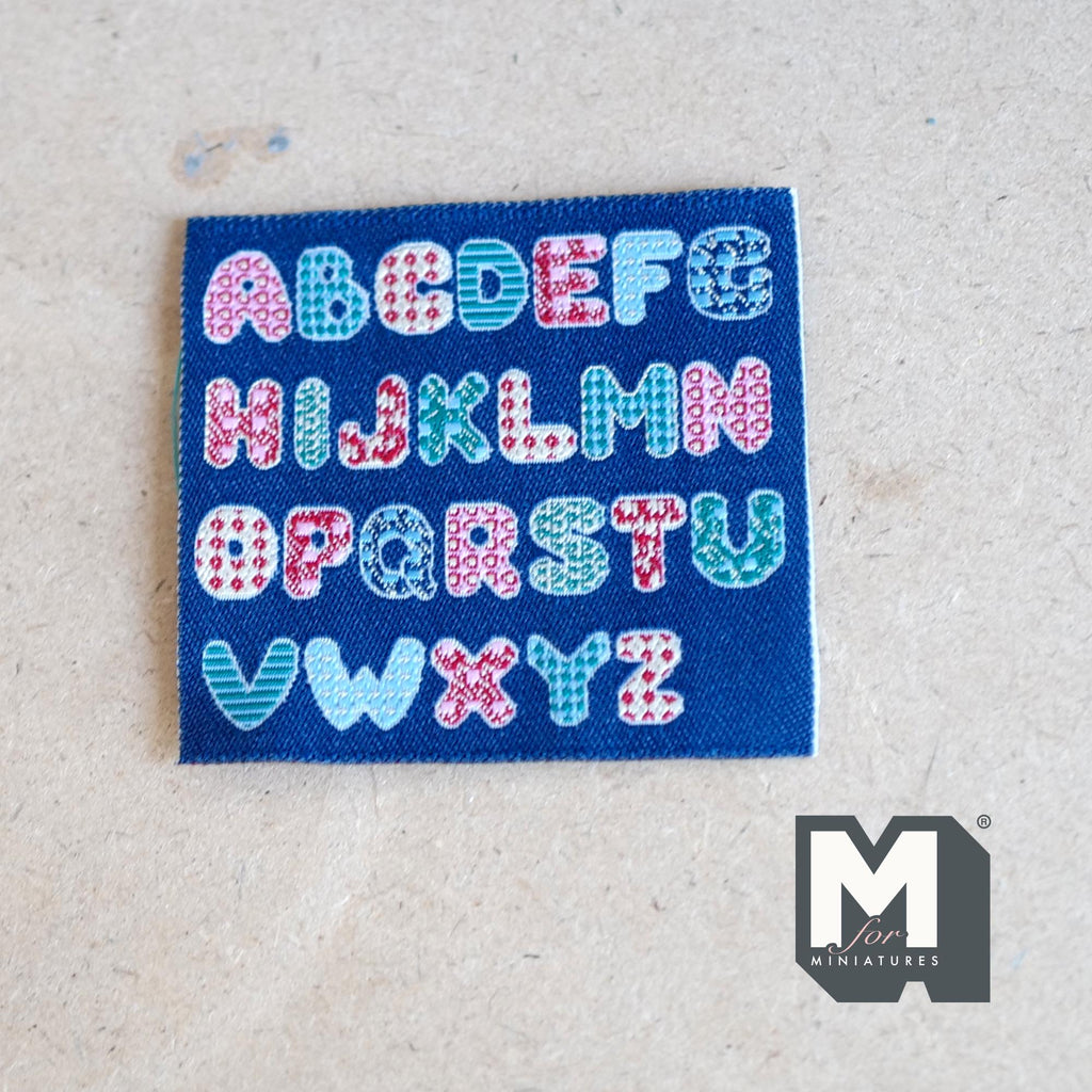 1:12 Scale Miniature Alphabet Play Rug, Letters A to Z, 2-11/16 inch wide, DIY Dollhouse Supply (blue)
