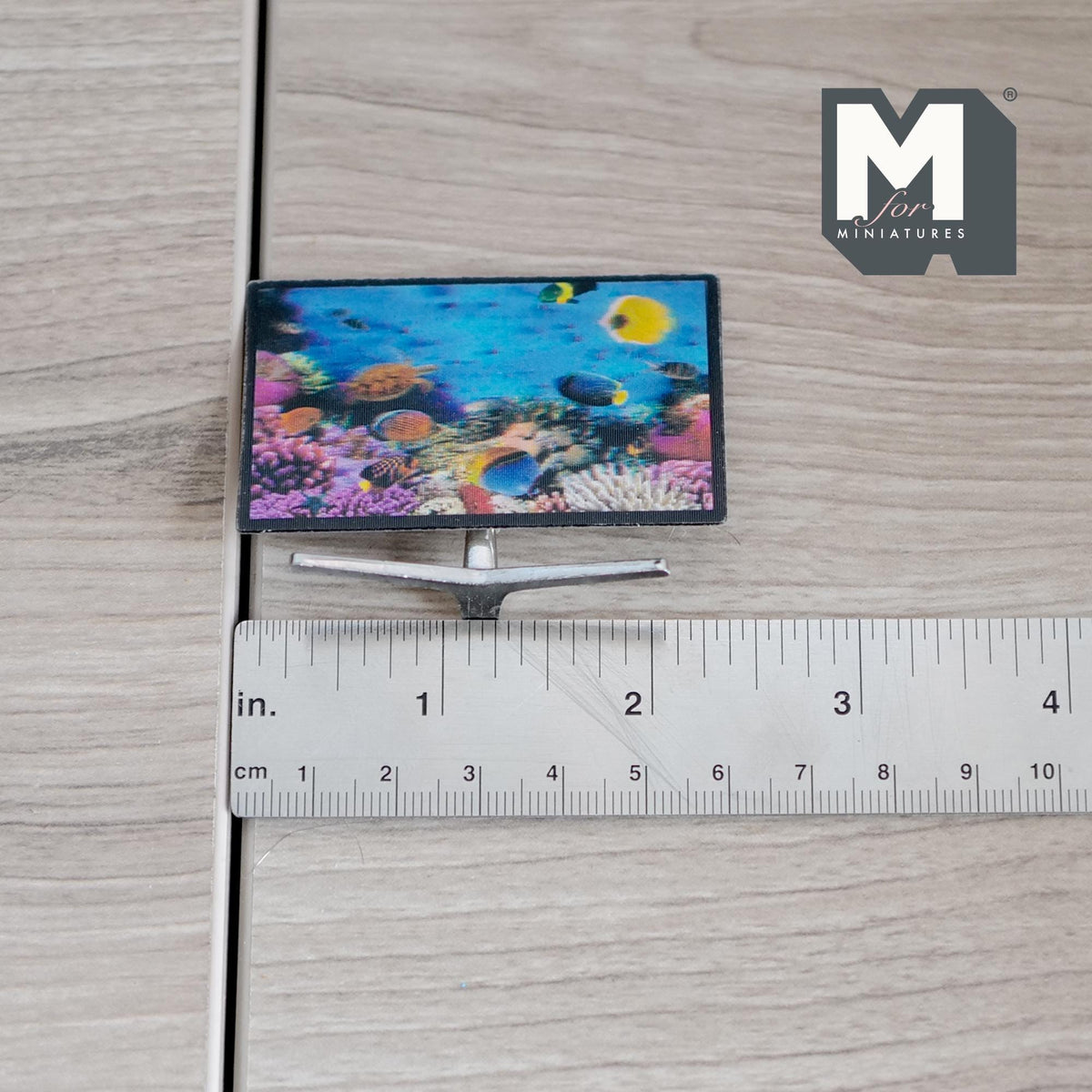 1:12 Scale Miniature Flat Screen TV on Stand, Aquarium Screen, 2-5/16 inch wide, DIY Dollhouse Supply (non working)