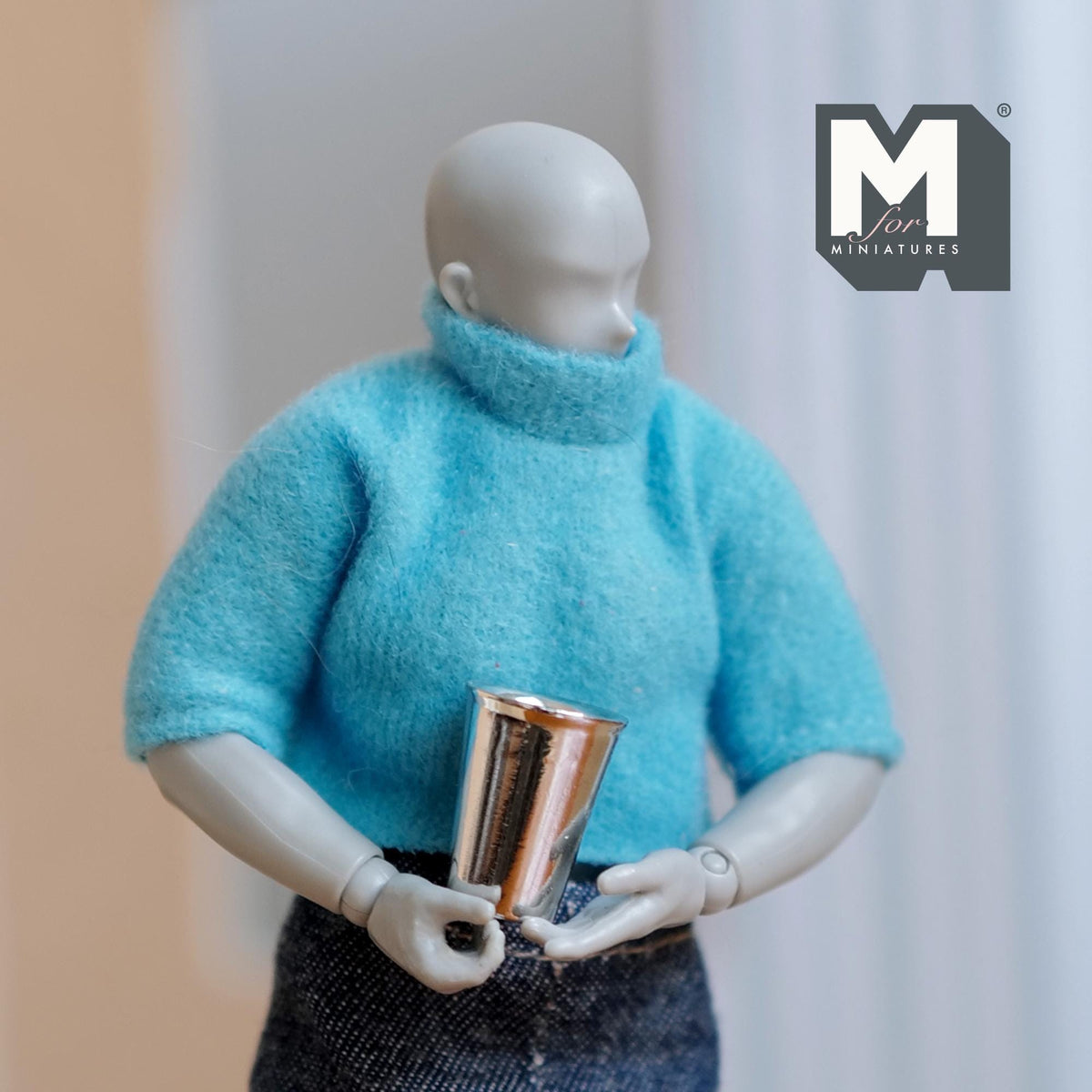 1:12 Scale Miniature Metal Thermal Cup, Large, 5/8 inch tall, DIY Dollhouse Supply (copper)