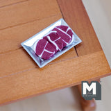 Miniature Steak on Tray 1:12 Scale Dollhouse Supplies Raw Meat 1-3/16 inch long (non edible) - E020