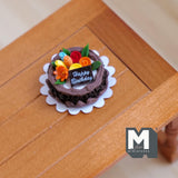 Miniature Chocolate Birthday Cake 1:12 Scale Dollhouse Cake with Icing 1 inch dia. (non edible) (brown) - E010
