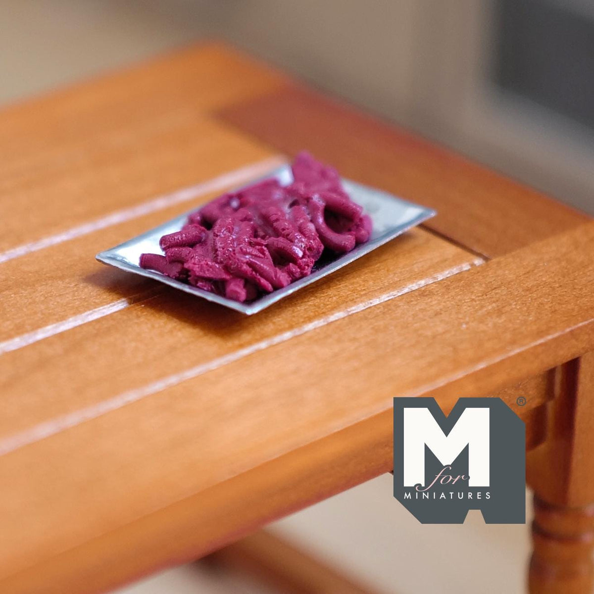 1:12 Scale Miniature Minced Meat on Tray, 1-3/16 inch long, DIY Dollhouse Supply (resin) (non edible)