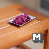 Miniature Minced Meat on Tray 1:12 Scale Dollhouse Supplies Food on Tray 1-3/16 inch long (resin) (non edible) - E020