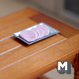 Miniature Sliced Ham on Tray 1:12 Scale Dollhouse Supplies Food Ham on Tray 1-3/16 inch long (resin) (non edible) - E020