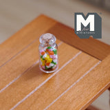 Miniature Jar of Candy Squares 1:12 Scale Dollhouse Supplies Glass Jar with Cork Lid 13/16 inch tall (glass) - E010