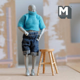 Miniature Barstool Stained 1:12 Scale Dollhouse Supplies Round Stool Round Chair Kitchen Stool Garden Stool 2-1/16 inch tall -  D057