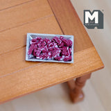 Miniature Stewing Steak on Tray 1:12 Scale Dollhouse Supplies Food Accessories 1-3/16 inch long - E020