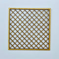1:12 scale miniature unpainted wood garden trellis panel, square with diamond lattice, on a white background