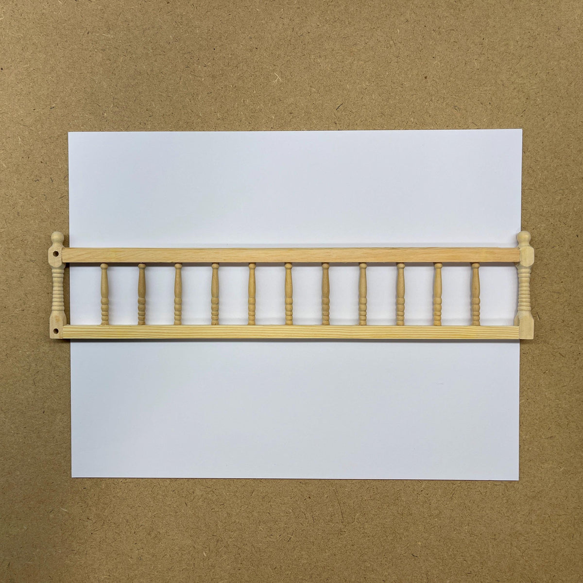 1:12 Scale Miniature Dollhouse Unpainted Balustrade Panel with Newel Posts, 11-5/8 inch long