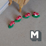Miniature Double Toadstool on Base 1:12 Scale Fairy Garden Mushrooms Set of 4 , 1/2 inch tall   - F079