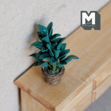 Miniature Leaves 1:12 Scale Dollhouse Supplies Planter Rattan Pot Leaves 2 inch tall - G015