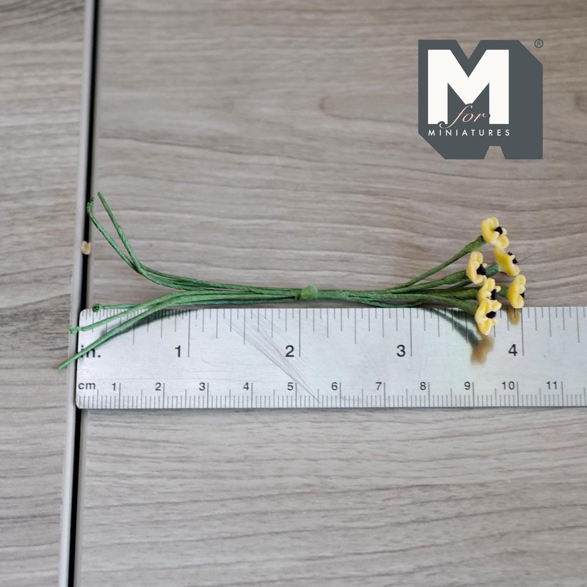 1:12 Scale Miniature Yellow Star Flowers Bunch, Flower Stem for Fairy Garden and Diorama, 3-15/16 inch long