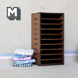 Miniature Fabric Shelf with Folded Textiles 1:12 Scale Dollhouse Supplies Display 4-1/8 inch tall (wood) (dark brown) - I024