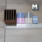 1:12 Scale Miniature Wood Fabric Shelf with Folded Textiles, 2-3/16 inch tall, DIY Dollhouse Supply (dark brown)
