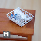 1:12 Scale Miniature Metal Dish Rack with Plates, Cups and Cutlery, 1-7/8 inch wide, DIY Dollhouse Supply (fixed set)