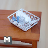 Dollhouse Supplies Washing Up Set 1:12 Scale Miniature Clean Dish on Rack 1-7/8 inch wide (fixed set) - F061