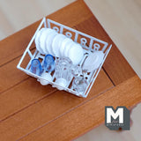 Dollhouse Supplies Washing Up Set 1:12 Scale Miniature Clean Dish on Rack 1-7/8 inch wide (fixed set) - F061