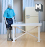 Dollhouse Supplies Miniature Farmhouse Table 1:12 Scale Patio Table Dollhouse Dining Table Furniture 4-1/2 inch long (wood) (white) - K025