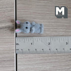 1:12 Scale Miniature Bunny Doll, 1-5/16 inch tall, DIY Dollhouse Supply (flocked skin) (gray)