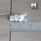 1/12スケール ミニチュアうさぎのドール、高さ約3.3cm（1-5/16インチ）、ドールハウスDIY用パーツ（フロッキー加工）、ホワイト