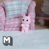 Dollhouse Supplies Miniature Bunny Doll 1-5/16 inch tall (flocked skin) (pink) - G022