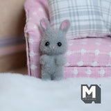 Dollhouse Supplies Miniature Bunny Doll 1-5/16 inch tall (flocked skin) (gray) - G022