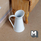 1:12 Scale Miniature Metal Pitcher Vase with Handle, Tall Floor Jug, 1-13/16 inch tall, DIY Dollhouse Supply (white)