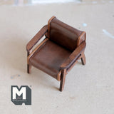 Miniature Lounge Chair 1:12 Scale Dollhouse Supplies Furniture Armchair Club Chair Faux Leather 2-1/2 inch wide (light brown) - K008