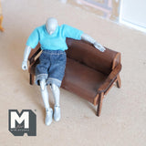 Miniature Lounge Chair 1:12 Scale Dollhouse Supplies Furniture Armchair Loveseat Faux Leather 4-1/2 inch wide (light brown) - K007