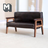 Miniature Lounge Chair 1:12 Scale Dollhouse Supplies Furniture Armchair Loveseat Faux Leather 4-1/2 inch wide (dark brown) - K012