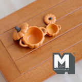 Miniature Pumpkin Cookware Set 1:12 Scale Dollhouse Halloween Themed Cooking Pots Pumpkin Cookpots 11/16 inch tall (orange) - A022