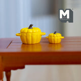 Miniature Pumpkin Cookware Set 1:12 Scale Dollhouse Halloween Themed Cooking Pots Pumpkin Cookpots 11/16 inch tall (metal) (yellow) - A022