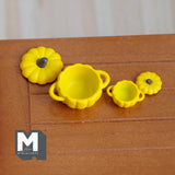 Miniature Pumpkin Cookware Set 1:12 Scale Dollhouse Halloween Themed Cooking Pots Pumpkin Cookpots 11/16 inch tall (metal) (yellow) - A022