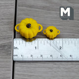 Miniature Pumpkin Cookware Set 1:12 Scale Dollhouse Halloween Themed Cooking Pots Pumpkin Cookpots 11/16 inch tall (metal) (yellow) - A022