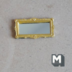 1:12 Scale Miniature Ornate Rectangular Mirror, 1-7/8 inch wide, DIY Dollhouse Supply (gold)
