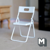 Miniature Folding Chair 1:12 Scale Dollhouse Supplies Furniture 3-1/16 inch tall (metal) (white) - D032