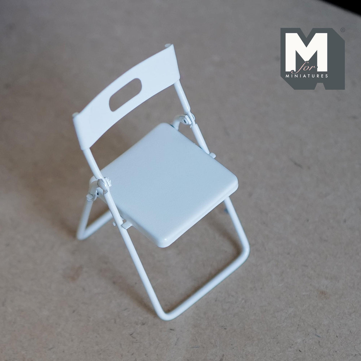 1:12 Scale Miniature Metal Folding Chair, 3-1/16 inch tall, DIY Dollhouse Supply (white)
