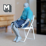 Miniature Folding Chair 1:12 Scale Dollhouse Supplies Furniture 3-1/16 inch tall (metal) (white) - D032