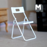 Miniature Folding Chair 1:12 Scale Dollhouse Supplies Furniture 3-1/16 inch tall (metal) (white) - D032