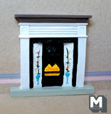 Dollhouse Supplies Victorian Style Fireplace 1:12 Scale Miniature Fireplace with Mantel 3-11/16 inch tall (resin) - I006