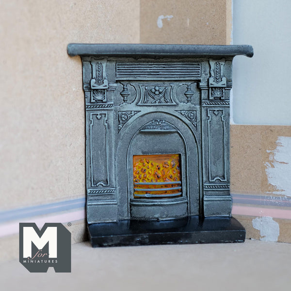 Miniature Corner Fireplace 1:12 Scale Dollhouse Supplies Victorian Style Corner Fireplace 4-1/4 inch tall (resin) - K052