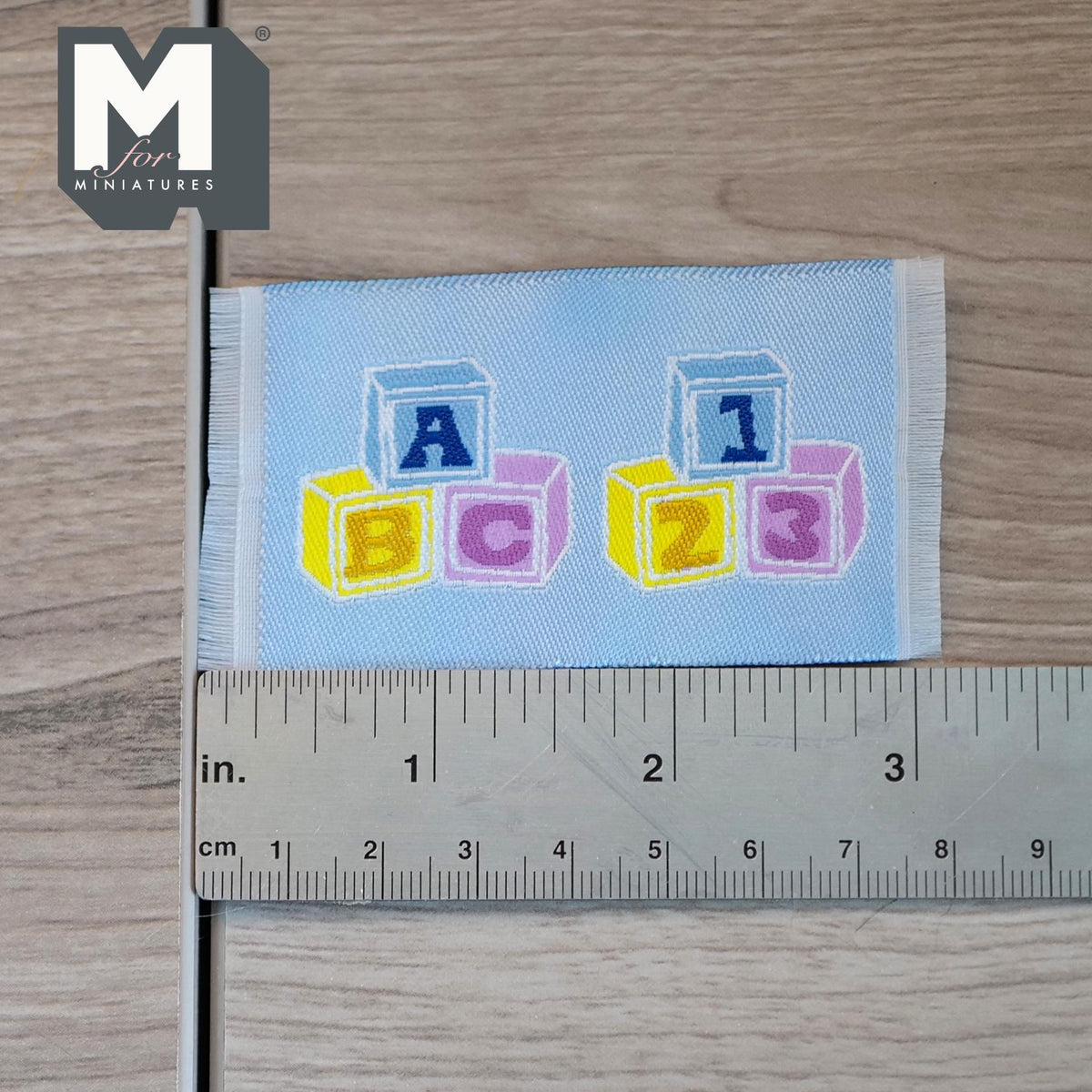 1:12 Scale Miniature Letter Blocks Rug, ABC and 123, 2-13/16 inch long, DIY Dollhouse Supply (light blue)