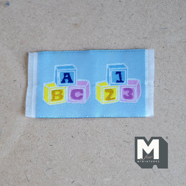 Miniature Blue Letter Blocks Rug 1:12 Scale Dollhouse Baby Room Doormat 2-13/16 inch long - F064