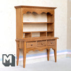 1:12 Scale Miniature Wood Dining Room Dresser with Plate Shelves and Drawers, 6 inch tall, DIY Dollhouse Supply (oak)