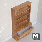 Prateleira/Cómoda em Madeira de Carvalho em Miniatura à Escala 1:12, Prateleiras Abertas no Topo, Armário Inferior, 7-1/2 polegadas de altura, Acessório DIY para Casa de Bonecas